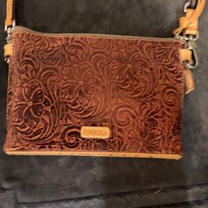Consuela Brown Embossed Crossbody Bag (lightly used)